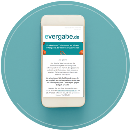 evergabe.de-Newsletter auf dem Smartphone