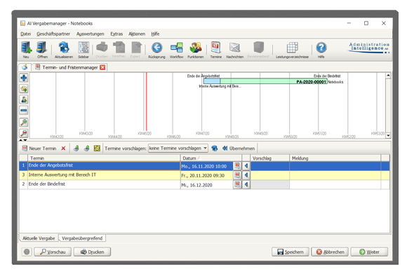 Vergabesoftware evergabe Manager, Screen Monitor AI Vergabemanager