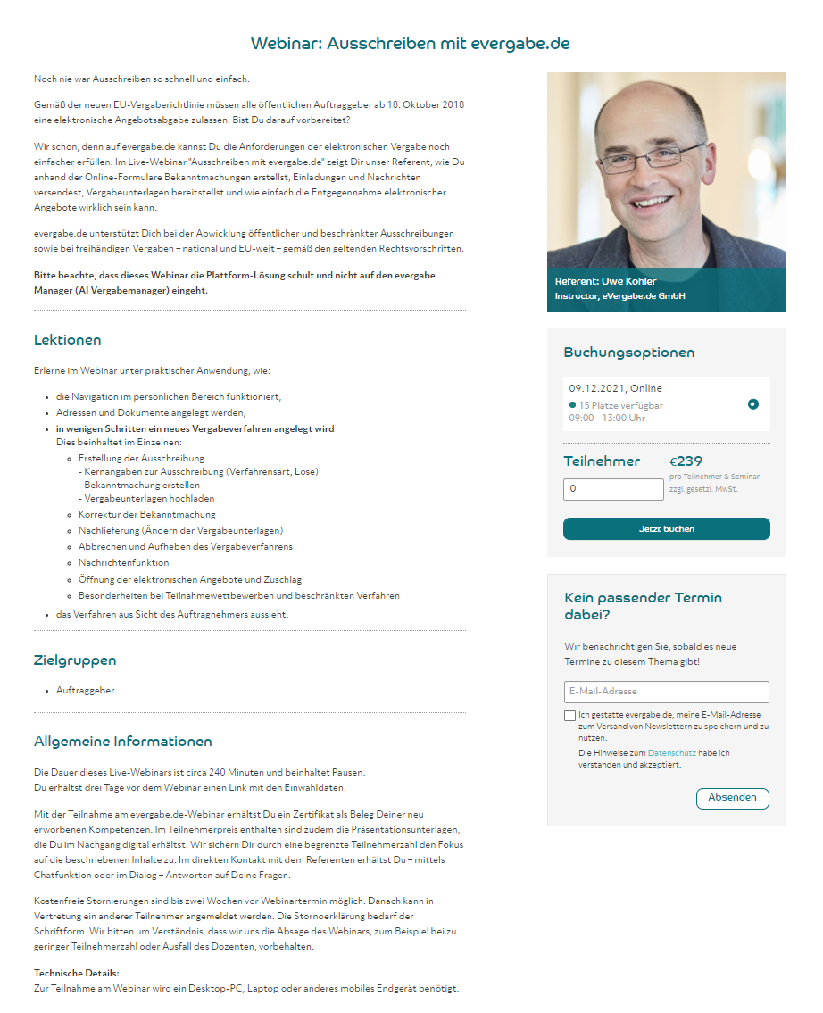 Teaser Webinar Ausschreiben mit evergabe.de